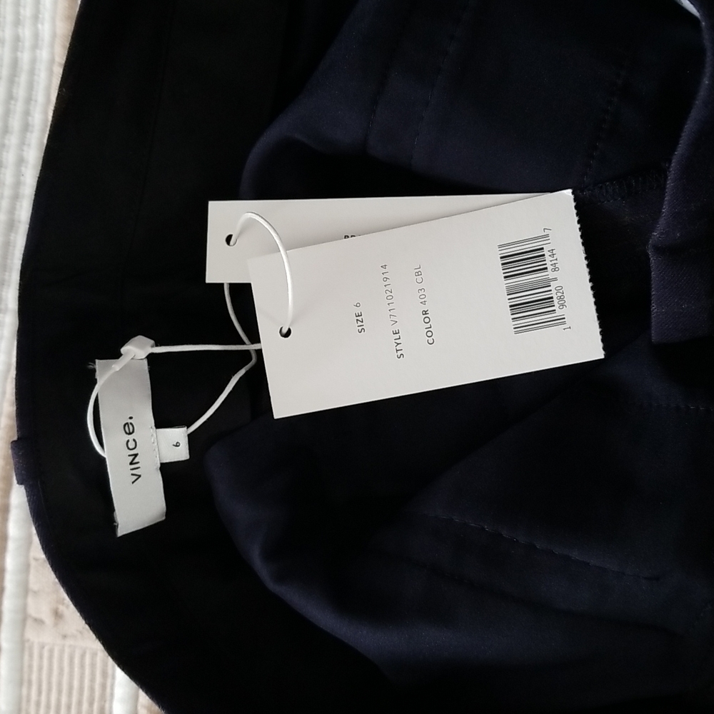 VINCE Soft Modern Plaid Tapered Trouser Pants Size 6 Navy Blue - Picture 6 of 8